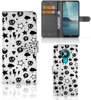 B2Ctelecom Telefoonhoesje Nokia 3.4 Wallet Book Case met Pasjeshouder Silver Punk