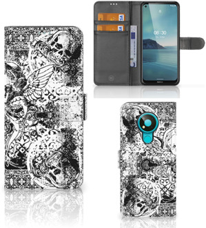 B2Ctelecom Telefoonhoesje Nokia 3.4 Wallet Book Case Skulls Angel