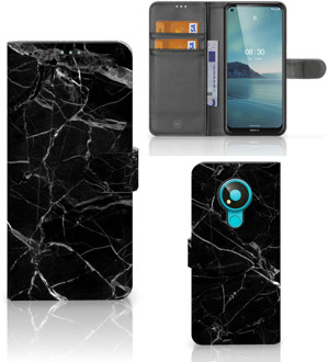 B2Ctelecom Telefoonhoesje Nokia 3.4 Wallet Book Case Vaderdag Cadeau Marmer Zwart