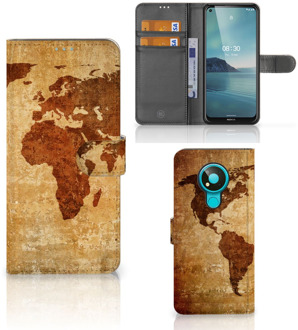 B2Ctelecom Telefoonhoesje Nokia 3.4 Wallet Bookcase Wereldkaart