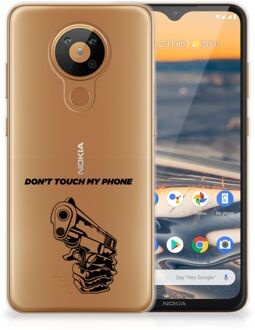 B2Ctelecom Telefoonhoesje Nokia 5.3 Back Cover Siliconen Hoesje Transparant Gun Don't Touch My Phone