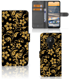 B2Ctelecom Telefoonhoesje Nokia 5.3 Bookcase Cadeau voor Oma Gouden Bloemen