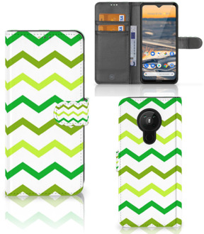 B2Ctelecom Telefoonhoesje Nokia 5.3 Flip Case Zigzag Groen