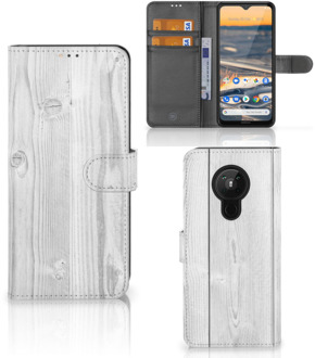 B2Ctelecom Telefoonhoesje Nokia 5.3 Smartphonehoesje met naam White Wood