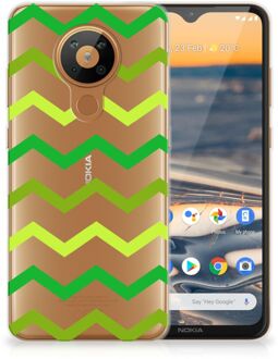 B2Ctelecom Telefoonhoesje Nokia 5.3 TPU Siliconen Hoesje met Foto Zigzag Groen