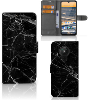 B2Ctelecom Telefoonhoesje Nokia 5.3 Wallet Book Case Vaderdag Cadeau Marmer Zwart