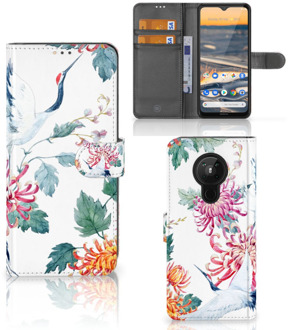 B2Ctelecom Telefoonhoesje Nokia 5.3 Wallet Bookcase Bird Flowers