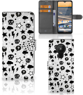 B2Ctelecom Telefoonhoesje Nokia 5.3 Wallet Case met Pasjeshouder Silver Punk