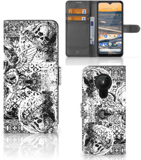 B2Ctelecom Telefoonhoesje Nokia 5.3 Wallet Case Skulls Angel