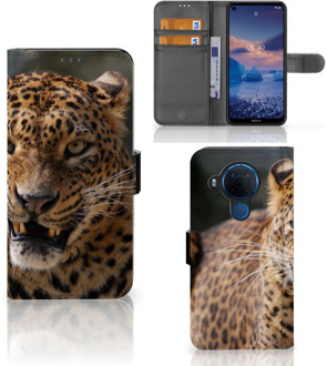 B2Ctelecom Telefoonhoesje Nokia 5.4 Book Cover Cadeautjes voor Jongens Luipaard