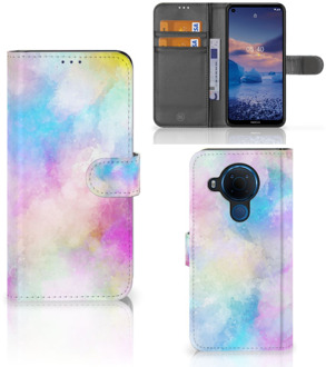 B2Ctelecom Telefoonhoesje Nokia 5.4 Bookcase Personaliseren Watercolor Light