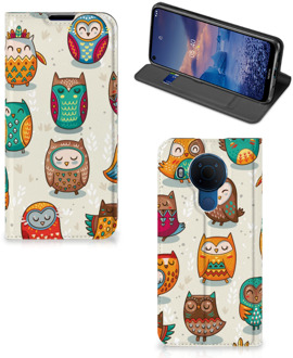 B2Ctelecom Telefoonhoesje Nokia 5.4 Bookcover Vrolijke Uilen