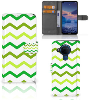 B2Ctelecom Telefoonhoesje Nokia 5.4 Flip Case Zigzag Groen