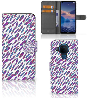 B2Ctelecom Telefoonhoesje Nokia 5.4 Flip Cover Feathers Color