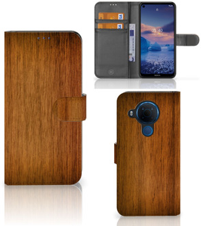 B2Ctelecom Telefoonhoesje Nokia 5.4 Wallet Book Case Donker Hout