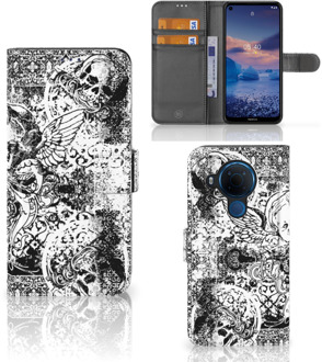 B2Ctelecom Telefoonhoesje Nokia 5.4 Wallet Book Case Skulls Angel