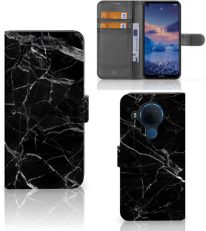 B2Ctelecom Telefoonhoesje Nokia 5.4 Wallet Book Case Vaderdag Cadeau Marmer Zwart