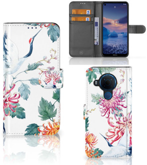 B2Ctelecom Telefoonhoesje Nokia 5.4 Wallet Bookcase Bird Flowers