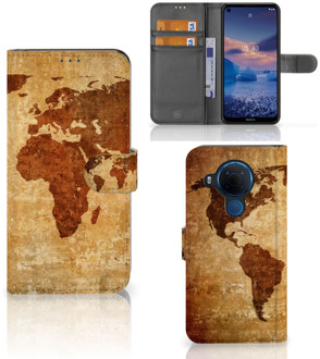 B2Ctelecom Telefoonhoesje Nokia 5.4 Wallet Bookcase Wereldkaart