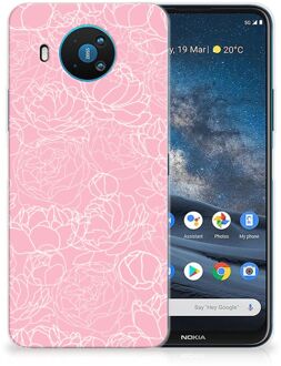 B2Ctelecom Telefoonhoesje Nokia 8.3 Hoesje Witte Bloemen