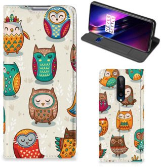 B2Ctelecom Telefoonhoesje OnePlus 8 Bookcover Vrolijke Uilen