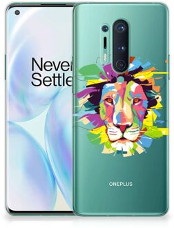 B2Ctelecom Telefoonhoesje OnePlus 8 Pro Back Cover Siliconen Hoesje Super als Cadeautjes voor Jongens Lion Color