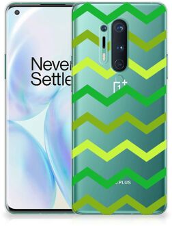 B2Ctelecom Telefoonhoesje OnePlus 8 Pro TPU Siliconen Hoesje met Foto Zigzag Groen