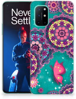 B2Ctelecom Telefoonhoesje OnePlus 8T Back Cover Siliconen Hoesje Cirkels en Vlinders