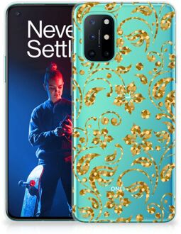 B2Ctelecom Telefoonhoesje OnePlus 8T Back Cover Siliconen Hoesje Gouden Bloemen