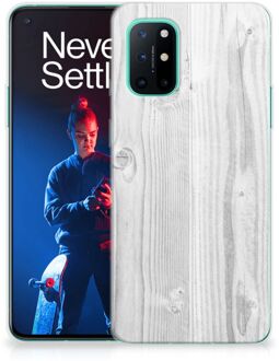 B2Ctelecom Telefoonhoesje OnePlus 8T Backcover Soft Siliconen Hoesje Wit Hout