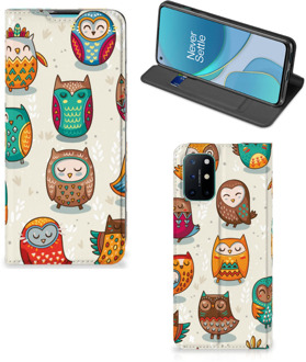 B2Ctelecom Telefoonhoesje OnePlus 8T Bookcover Vrolijke Uilen