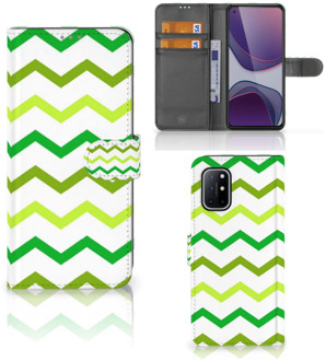 B2Ctelecom Telefoonhoesje OnePlus 8T Flip Case Zigzag Groen