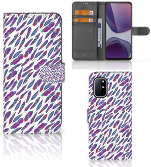 B2Ctelecom Telefoonhoesje OnePlus 8T Flip Cover Feathers Color