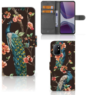 B2Ctelecom Telefoonhoesje OnePlus 8T Flipcase Cover Pauw met Bloemen