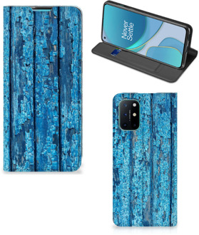 B2Ctelecom Telefoonhoesje OnePlus 8T Magnet Case Wood Blue