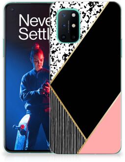 B2Ctelecom Telefoonhoesje OnePlus 8T TPU Silicone Hoesje Black Pink Shapes