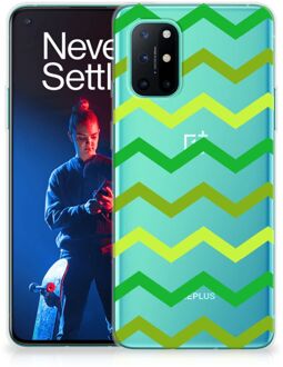 B2Ctelecom Telefoonhoesje OnePlus 8T TPU Siliconen Hoesje met Foto Zigzag Groen