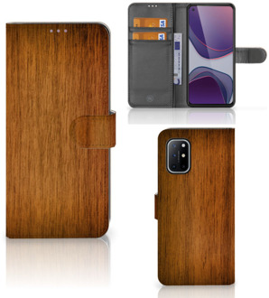 B2Ctelecom Telefoonhoesje OnePlus 8T Wallet Book Case Donker Hout