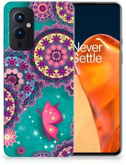 B2Ctelecom Telefoonhoesje OnePlus 9 Back Cover Siliconen Hoesje Cirkels en Vlinders