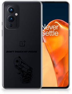 B2Ctelecom Telefoonhoesje OnePlus 9 Back Cover Siliconen Hoesje Transparant Gun Don't Touch My Phone