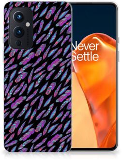 B2Ctelecom Telefoonhoesje OnePlus 9 Backcover Soft Siliconen Hoesje Feathers Color