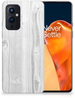 B2Ctelecom Telefoonhoesje OnePlus 9 Backcover Soft Siliconen Hoesje Wit Hout