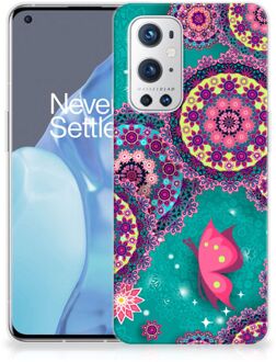 B2Ctelecom Telefoonhoesje OnePlus 9 Pro Back Cover Siliconen Hoesje Cirkels en Vlinders