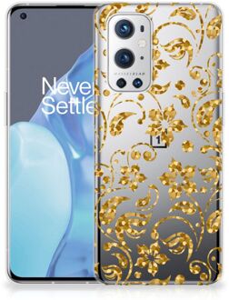 B2Ctelecom Telefoonhoesje OnePlus 9 Pro Back Cover Siliconen Hoesje Gouden Bloemen