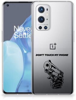 B2Ctelecom Telefoonhoesje OnePlus 9 Pro Back Cover Siliconen Hoesje Transparant Gun Don't Touch My Phone