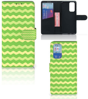 B2Ctelecom Telefoonhoesje OnePlus 9 Pro Book Case Waves Green