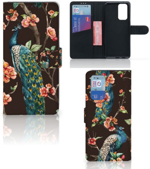 B2Ctelecom Telefoonhoesje OnePlus 9 Pro Flipcase Cover Pauw met Bloemen