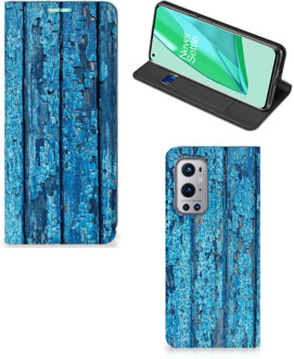 B2Ctelecom Telefoonhoesje OnePlus 9 Pro Magnet Case Wood Blue