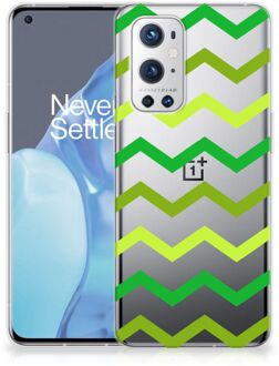 B2Ctelecom Telefoonhoesje OnePlus 9 Pro TPU Siliconen Hoesje met Foto Zigzag Groen