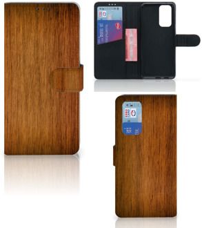 B2Ctelecom Telefoonhoesje OnePlus 9 Pro Wallet Book Case Donker Hout